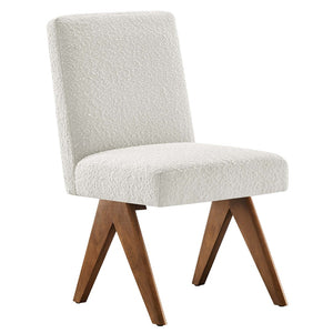 Modway Furniture Lyra Boucle Fabric Dining Room Side Chair Set of 2 - Modern Comfort with Sculpted Design & Durability Ivory EEI-6508-IVO