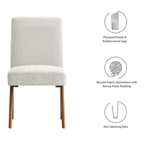 Modway Furniture Lyra Boucle Fabric Dining Room Side Chair Set of 2 - Modern Comfort with Sculpted Design & Durability Ivory EEI-6508-IVO
