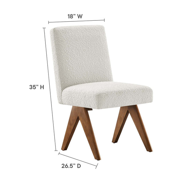 Modway Furniture Lyra Boucle Fabric Dining Room Side Chair Set of 2 - Modern Comfort with Sculpted Design & Durability Ivory EEI-6508-IVO
