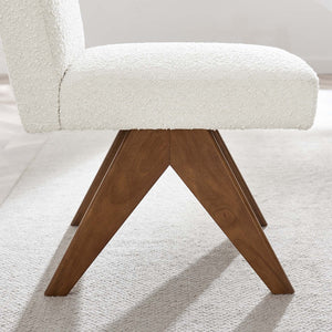 Modway Furniture Lyra Boucle Fabric Dining Room Side Chair Set of 2 - Modern Comfort with Sculpted Design & Durability Ivory EEI-6508-IVO