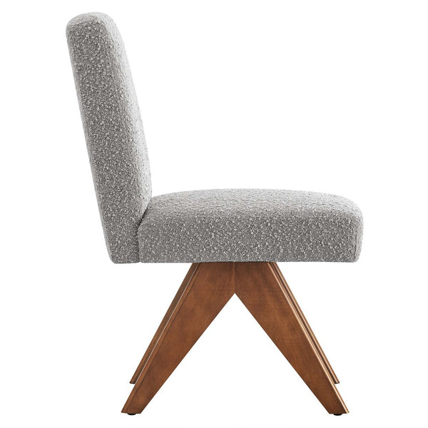 Modway Furniture Lyra Boucle Fabric Dining Room Side Chair Set of 2 - Modern Comfort with Sculpted Design & Durability Light Gray EEI-6508-LGR