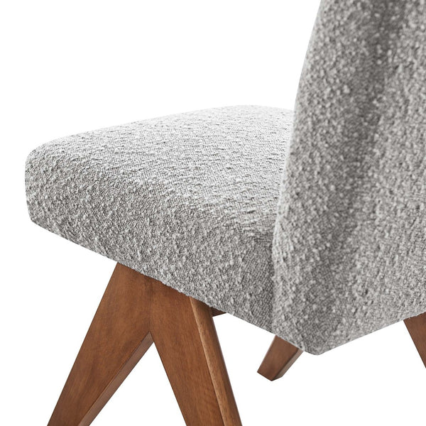 Modway Furniture Lyra Boucle Fabric Dining Room Side Chair Set of 2 - Modern Comfort with Sculpted Design & Durability Light Gray EEI-6508-LGR