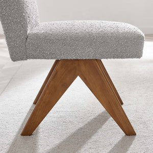 Modway Furniture Lyra Boucle Fabric Dining Room Side Chair Set of 2 - Modern Comfort with Sculpted Design & Durability Light Gray EEI-6508-LGR