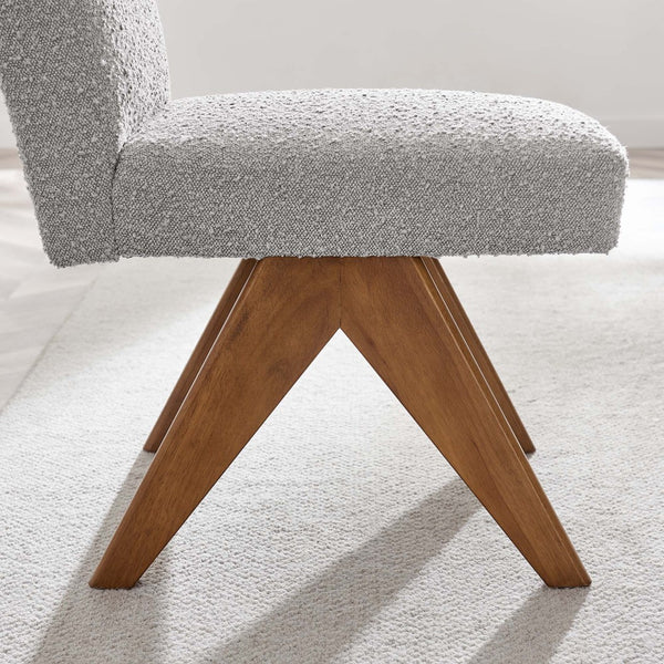 Modway Furniture Lyra Boucle Fabric Dining Room Side Chair Set of 2 - Modern Comfort with Sculpted Design & Durability Light Gray EEI-6508-LGR