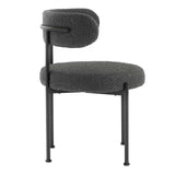 Modway Furniture Albie Boucle Fabric Dining Chairs - Set of 2 Charcoal Black 22.5 x 21 x 29