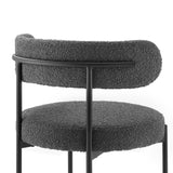 Modway Furniture Albie Boucle Fabric Dining Chairs - Set of 2 Charcoal Black 22.5 x 21 x 29