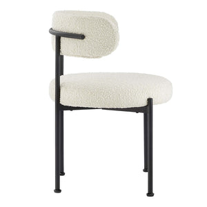 Modway Furniture Albie Boucle Dining Chairs Set of 2 - Modern Ivory Black Upholstery for Comfort & Style Upgrade EEI-6516-IVO-BLK