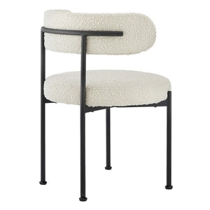 Modway Furniture Albie Boucle Dining Chairs Set of 2 - Modern Ivory Black Upholstery for Comfort & Style Upgrade EEI-6516-IVO-BLK