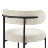 Modway Furniture Albie Boucle Fabric Dining Chairs - Set of 2 Ivory Black 22.5 x 21 x 29