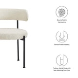 Modway Furniture Albie Boucle Fabric Dining Chairs - Set of 2 Ivory Black 22.5 x 21 x 29