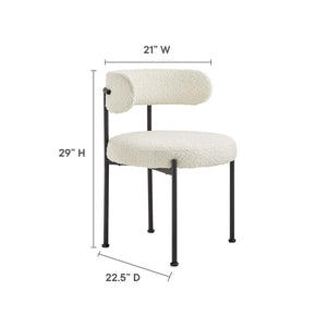 Modway Furniture Albie Boucle Dining Chairs Set of 2 - Modern Ivory Black Upholstery for Comfort & Style Upgrade EEI-6516-IVO-BLK