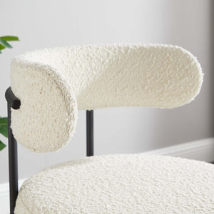 Modway Furniture Albie Boucle Dining Chairs Set of 2 - Modern Ivory Black Upholstery for Comfort & Style Upgrade EEI-6516-IVO-BLK