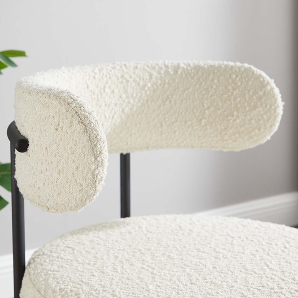 Modway Furniture Albie Boucle Dining Chairs Set of 2 - Modern Ivory Black Upholstery for Comfort & Style Upgrade EEI-6516-IVO-BLK