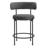 Modway Furniture Albie Boucle Fabric Counter Stools - Set of 2 Charcoal Black 22.5 x 19.5 x 36