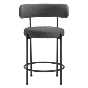 Modway Furniture Albie Boucle Fabric Counter Stools Set of 2 - Chic Ergonomic Design for Modern Dining Comfort Charcoal Black EEI-6518-CHA-BLK