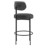 Modway Furniture Albie Boucle Fabric Bar Stools - Set of 2 Charcoal Black 22.5 x 19.5 x 39.5