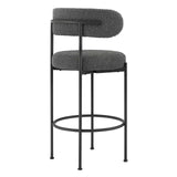 Modway Furniture Albie Boucle Fabric Bar Stools - Set of 2 Charcoal Black 22.5 x 19.5 x 39.5