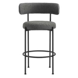 Modway Furniture Albie Boucle Fabric Bar Stools - Set of 2 Charcoal Black 22.5 x 19.5 x 39.5