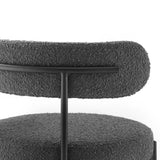 Modway Furniture Albie Boucle Fabric Bar Stools - Set of 2 Charcoal Black 22.5 x 19.5 x 39.5