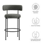 Modway Furniture Albie Boucle Fabric Bar Stools - Set of 2 Charcoal Black 22.5 x 19.5 x 39.5