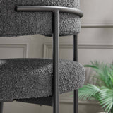 Modway Furniture Albie Boucle Fabric Bar Stools - Set of 2 Charcoal Black 22.5 x 19.5 x 39.5