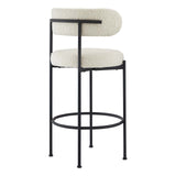 Modway Furniture Albie Boucle Fabric Bar Stools - Set of 2 Ivory Black 22.5 x 19.5 x 39.5