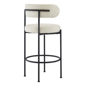 Modway Furniture Albie Boucle Bar Stools Set of 2 - Modern Comfort with Stylish Design for Kitchen & Dining Spaces EEI-6520-IVO-BLK