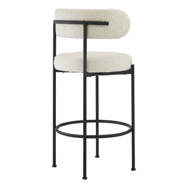 Modway Furniture Albie Boucle Bar Stools Set of 2 - Modern Comfort with Stylish Design for Kitchen & Dining Spaces EEI-6520-IVO-BLK