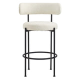 Modway Furniture Albie Boucle Fabric Bar Stools - Set of 2 Ivory Black 22.5 x 19.5 x 39.5