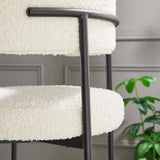 Modway Furniture Albie Boucle Fabric Bar Stools - Set of 2 Ivory Black 22.5 x 19.5 x 39.5