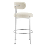 Modway Furniture Albie Fabric Bar Stools - Set of 2 Beige Silver 22.5 x 19.5 x 39.5