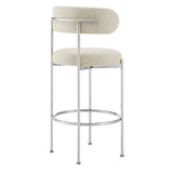 Modway Furniture Albie Fabric Bar Stools - Set of 2 Beige Silver 22.5 x 19.5 x 39.5