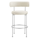 Modway Furniture Albie Fabric Bar Stools - Set of 2 Beige Silver 22.5 x 19.5 x 39.5