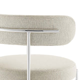 Modway Furniture Albie Fabric Bar Stools - Set of 2 Beige Silver 22.5 x 19.5 x 39.5