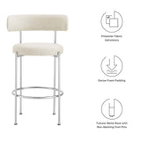 Modway Furniture Albie Fabric Bar Stools - Set of 2 Beige Silver 22.5 x 19.5 x 39.5