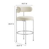 Modway Furniture Albie Fabric Bar Stools - Set of 2 Beige Silver 22.5 x 19.5 x 39.5