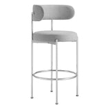 Modway Furniture Albie Fabric Bar Stools - Set of 2 Gray Silver 22.5 x 19.5 x 39.5