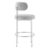 Modway Furniture Albie Fabric Bar Stools - Set of 2 Gray Silver 22.5 x 19.5 x 39.5