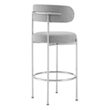 Modway Furniture Albie Fabric Bar Stools - Set of 2 Gray Silver 22.5 x 19.5 x 39.5