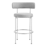 Modway Furniture Albie Fabric Bar Stools - Set of 2 Gray Silver 22.5 x 19.5 x 39.5