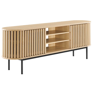 Modway Furniture Fortitude 71" TV Stand - Sleek Media Center with Open Storage, Adjustable Shelves & Stylish Design Oak EEI-6522-OAK