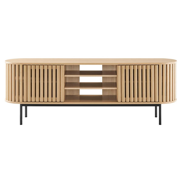 Modway Furniture Fortitude 71" TV Stand - Sleek Media Center with Open Storage, Adjustable Shelves & Stylish Design Oak EEI-6522-OAK