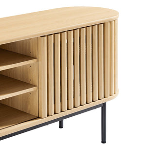 Modway Furniture Fortitude 71" TV Stand - Sleek Media Center with Open Storage, Adjustable Shelves & Stylish Design Oak EEI-6522-OAK