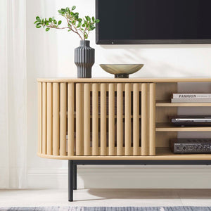 Modway Furniture Fortitude 71" TV Stand - Sleek Media Center with Open Storage, Adjustable Shelves & Stylish Design Oak EEI-6522-OAK