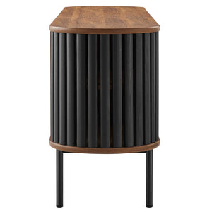 Modway Furniture Fortitude 71" TV Stand - Sleek Media Center with Open Storage, Adjustable Shelves & Stylish Design Walnut Black EEI-6522-WAL-BLK