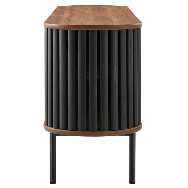 Modway Furniture Fortitude 71" TV Stand - Sleek Media Center with Open Storage, Adjustable Shelves & Stylish Design Walnut Black EEI-6522-WAL-BLK