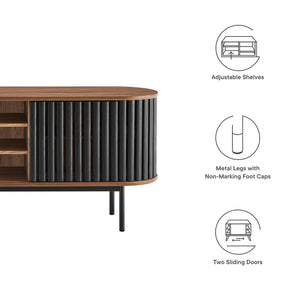 Modway Furniture Fortitude 71" TV Stand - Sleek Media Center with Open Storage, Adjustable Shelves & Stylish Design Walnut Black EEI-6522-WAL-BLK