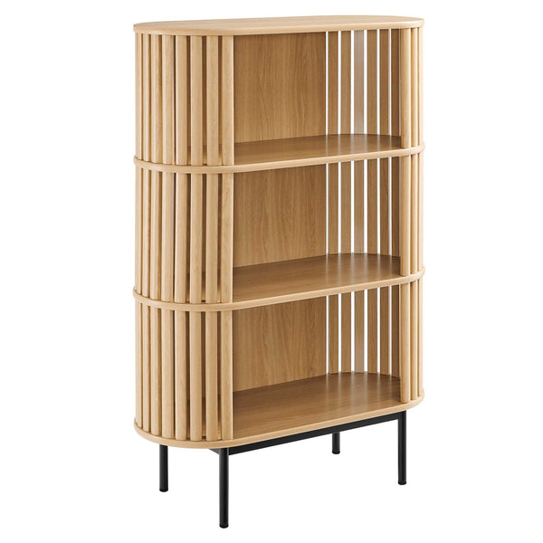 Modway Furniture Fortitude Three Tier Display Cabinet - Modern Open Shelves, Stylish Timber Design, Durable Metal Base Oak EEI-6524-OAK