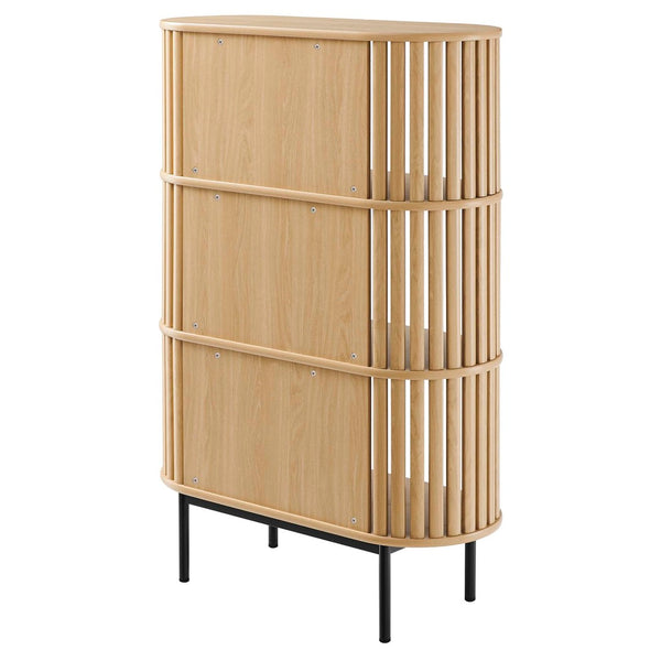 Modway Furniture Fortitude Three Tier Display Cabinet - Modern Open Shelves, Stylish Timber Design, Durable Metal Base Oak EEI-6524-OAK