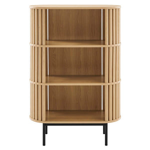 Modway Furniture Fortitude Three Tier Display Cabinet - Modern Open Shelves, Stylish Timber Design, Durable Metal Base Oak EEI-6524-OAK